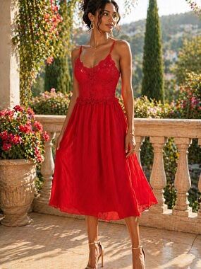Dolce & Gabbana | Dresses | Dolce Gabbana Red Lace Dress Size 4 | Poshmark